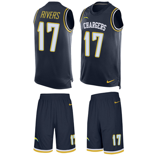 Men's Limited Philip Rivers Nike Jersey Navy Blue - #17 Tank Top Suit NFL Los Angeles Chargers